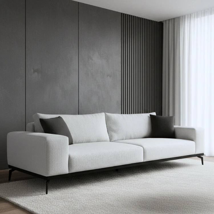 ספה דגם רומא 3 מטר קורדורוי נס קפה