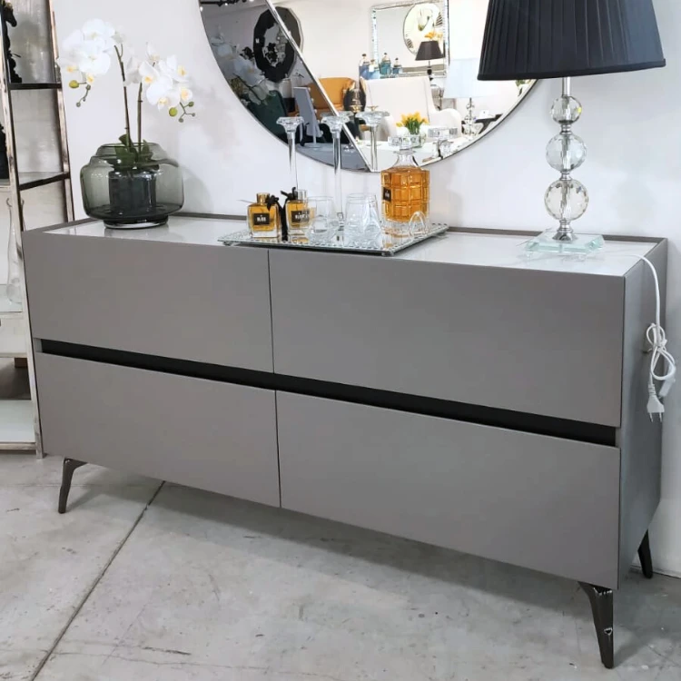 שידת איחסון מגירות דגם לואיז צבע אפור