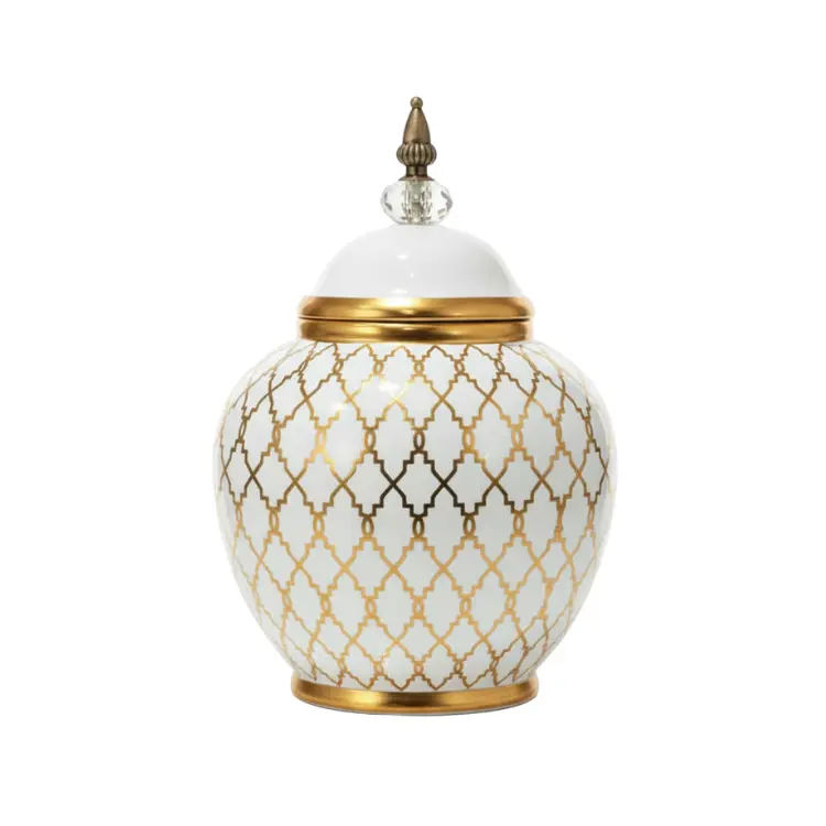 ואזה לבן עיטור זהב 33 ס"מ