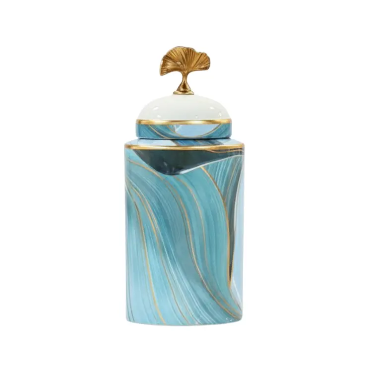 ואזה כחול + מכסה צדף 32 ס"מ