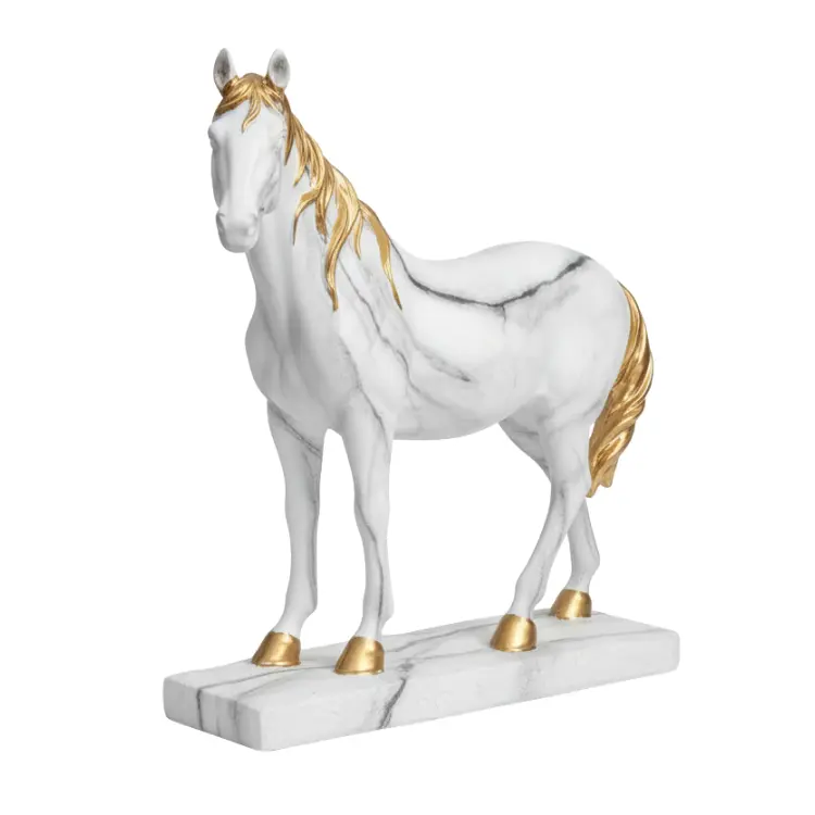 סוס עומד לבן זהב L