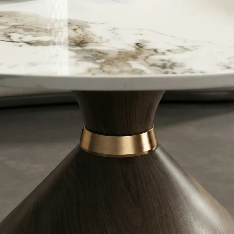 סט שולחנות סלון עגולים אגוז