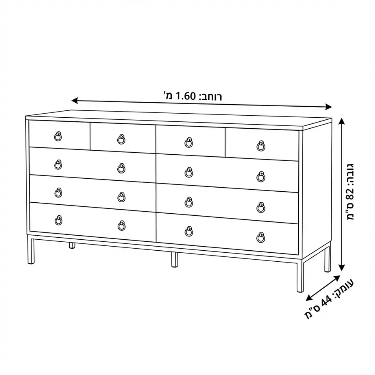 שידה ברצלונה 160 שחור כסוף - תצוגה בילו