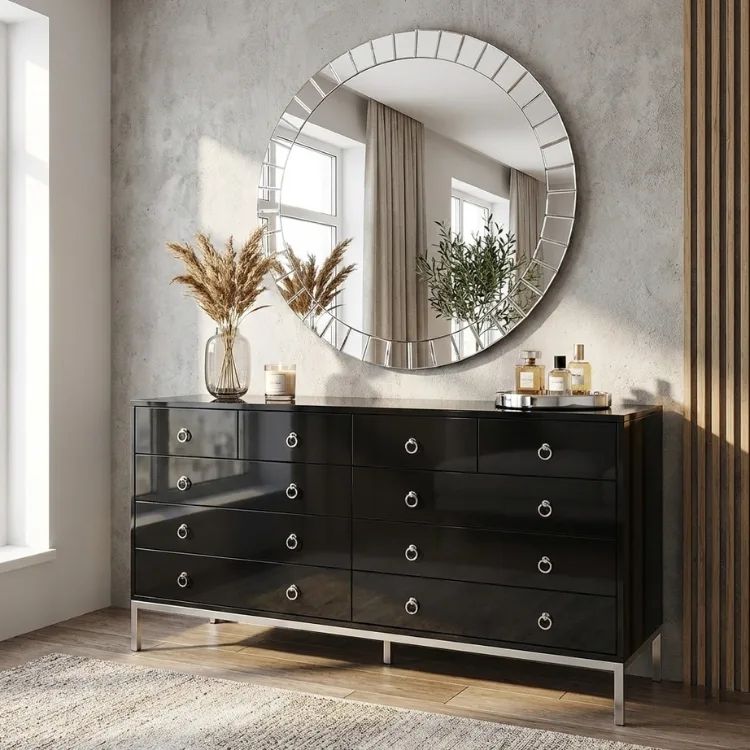 שידה ברצלונה 160 שחור כסוף - תצוגה בילו