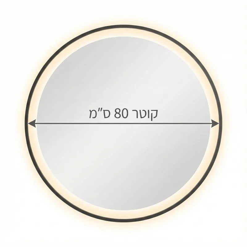 מראה לד עגולה בקוטר 80 ס";מ מסגרת זהב