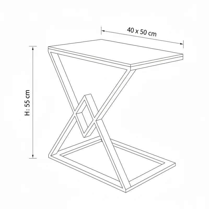 שולחן צד דגם טריקסי כסוף לבן