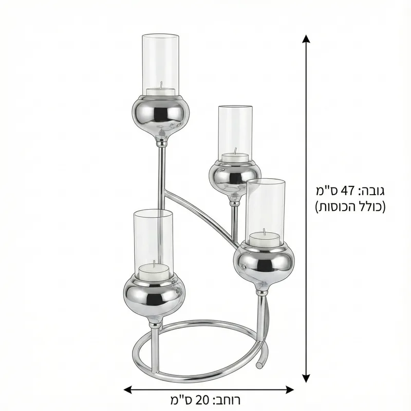 מעמד נרות ספירלה 4 קנים