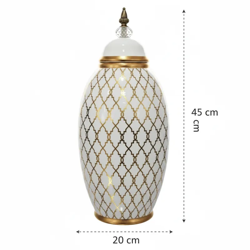 ואזה לבן עיטור זהב 45 ס";מ