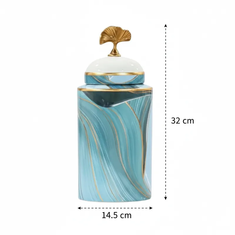 ואזה כחול + מכסה צדף 32 ס";מ