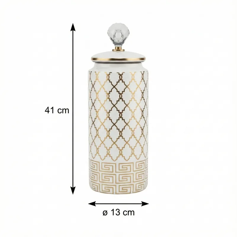 ואזה + מכסה זהב ולבן גדול