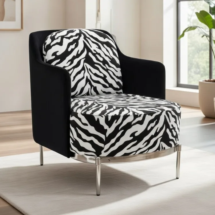 כורסא דגם סידני זברה בסיס כסוף