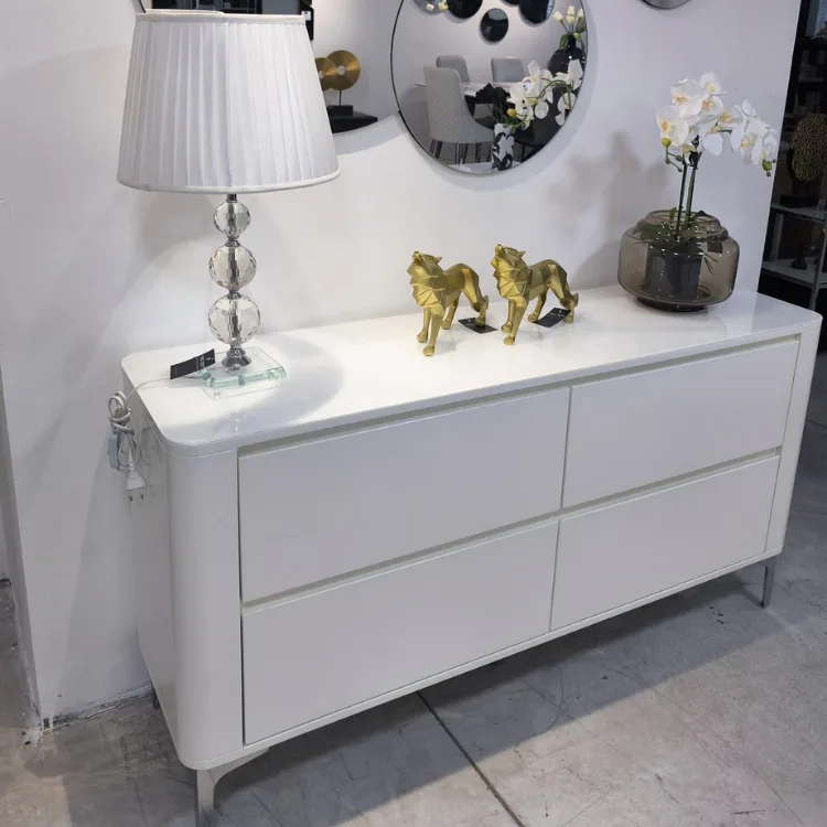 שידת מגירות יוקרתית דגם אטלנטה שמנת כסוף