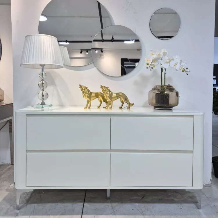 שידת מגירות יוקרתית דגם אטלנטה שמנת כסוף