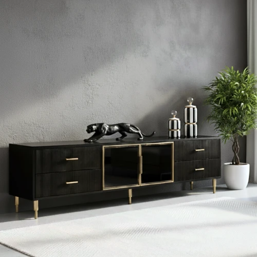 מזנון דגם שאנטל שחור זהב - תצוגה בילו