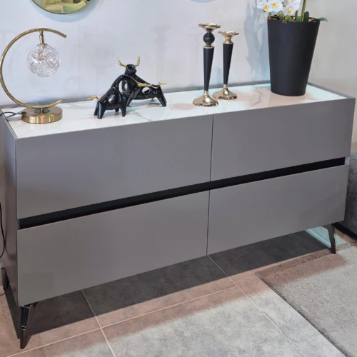 שידת איחסון מגירות דגם לואיז צבע אפור