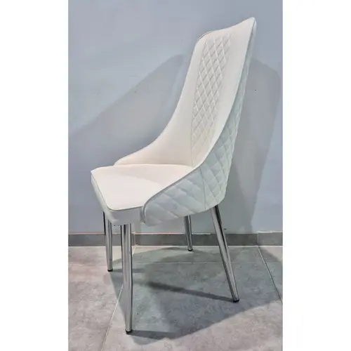 כיסא אוכל דמוי עור לבן דגם סקייליין