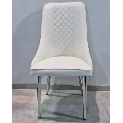 כיסא אוכל דמוי עור לבן דגם סקייליין