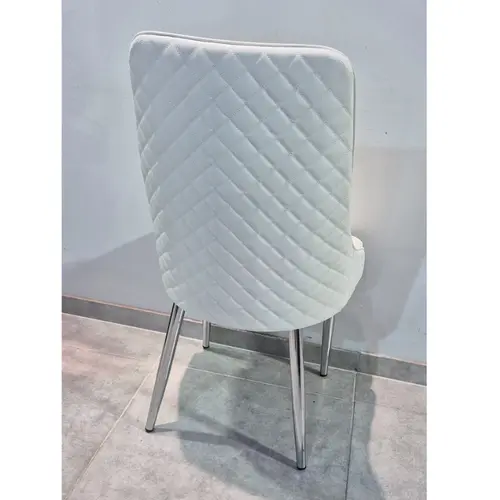 כיסא אוכל דמוי עור לבן דגם סקייליין