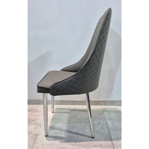 כיסא אוכל דמוי עור אפור דגם סקייליין