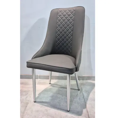 כיסא אוכל דמוי עור אפור דגם סקייליין