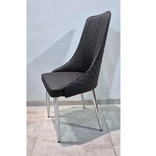 כיסא אוכל דמוי עור שחור דגם סקייליין