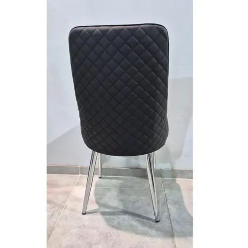 כיסא אוכל דמוי עור שחור דגם סקייליין