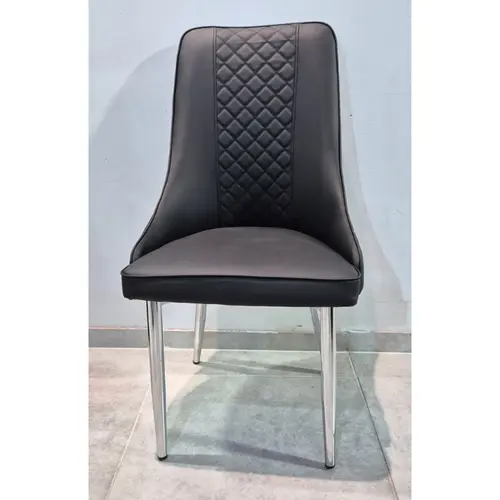 כיסא אוכל דמוי עור שחור דגם סקייליין