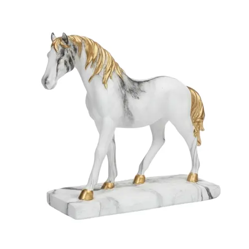סוס עומד לבן זהב M