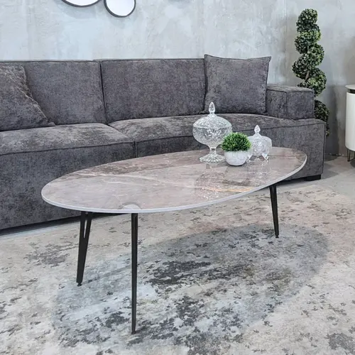 שולחן סלון אליפסה אפור