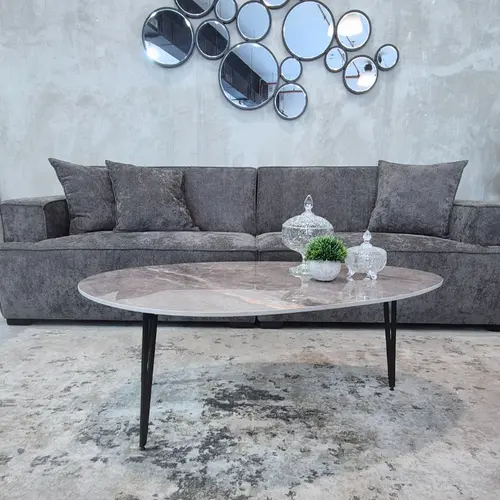 שולחן סלון אליפסה אפור