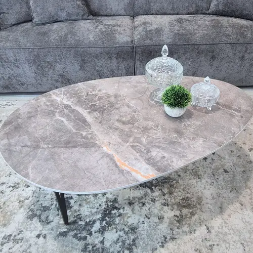 שולחן סלון אליפסה אפור