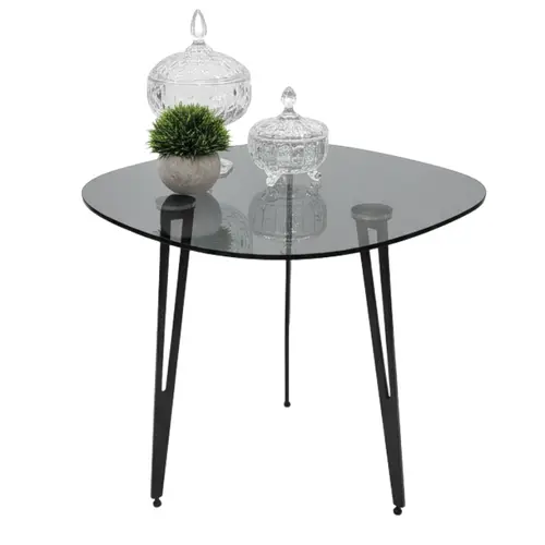 שולחן צד אליפסה אפור מעושן