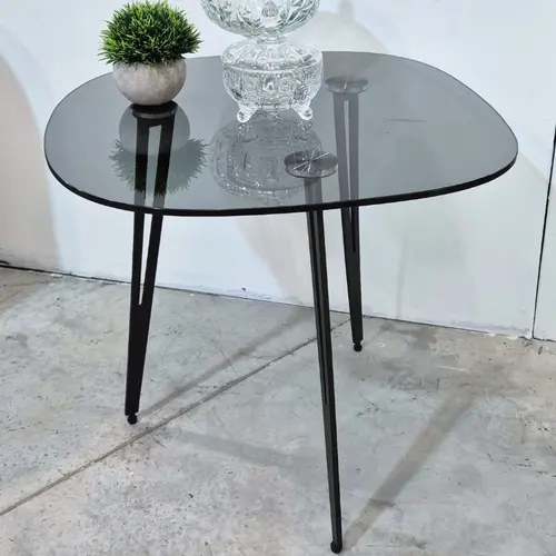 שולחן צד אליפסה אפור מעושן