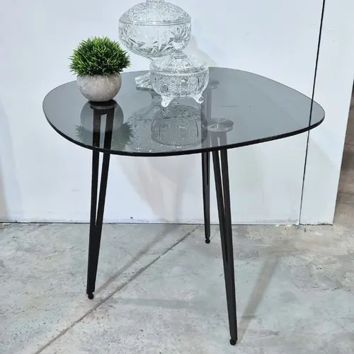 שולחן צד אליפסה אפור מעושן