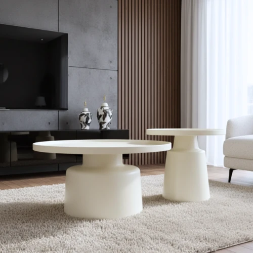 סט שולחנות סלון דגם קונר לבן