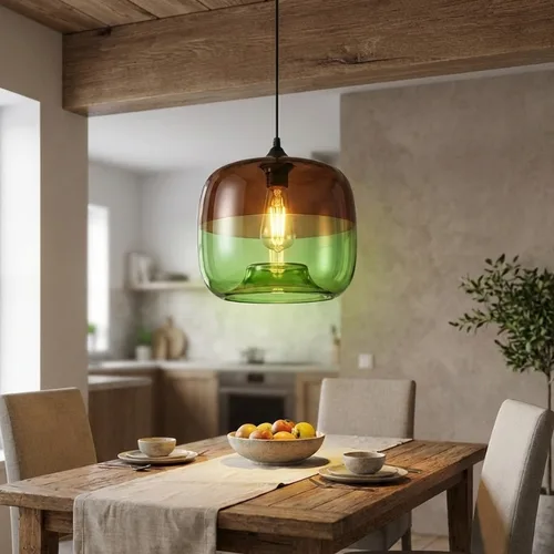 גוף תאורה מעוצב דגם עמית בצבע ירוק-חום