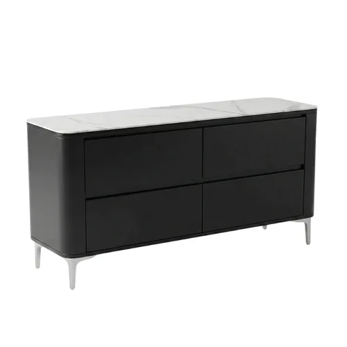 שידת מגירות יוקרתית דגם אטלנטה שחור כסוף