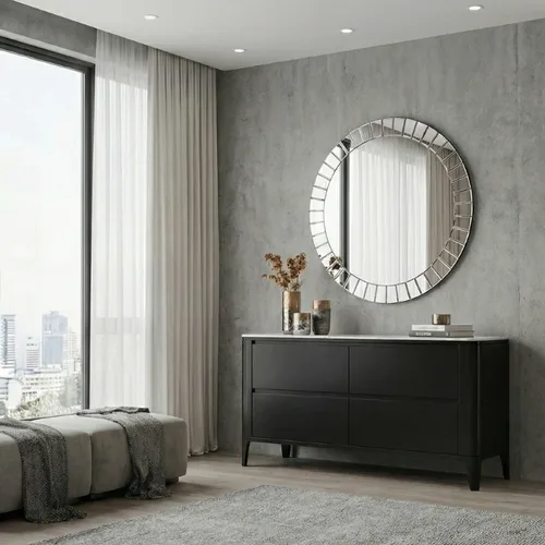 שידת מגירות יוקרתית דגם אטלנטה שחור כסוף