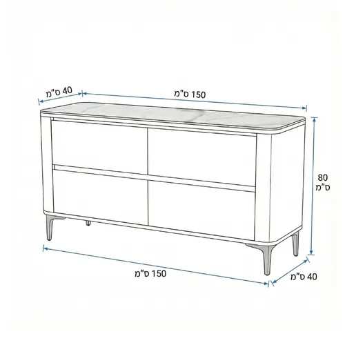 שידת מגירות יוקרתית דגם אטלנטה לבן כסוף