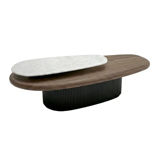 שולחן סלון מעוצב אליפסה עץ אגוז