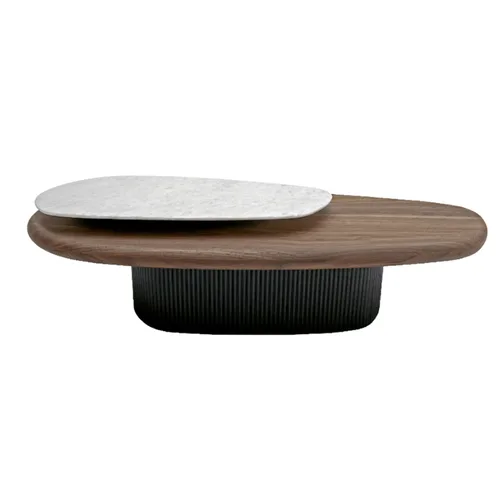 שולחן סלון מעוצב אליפסה עץ אגוז