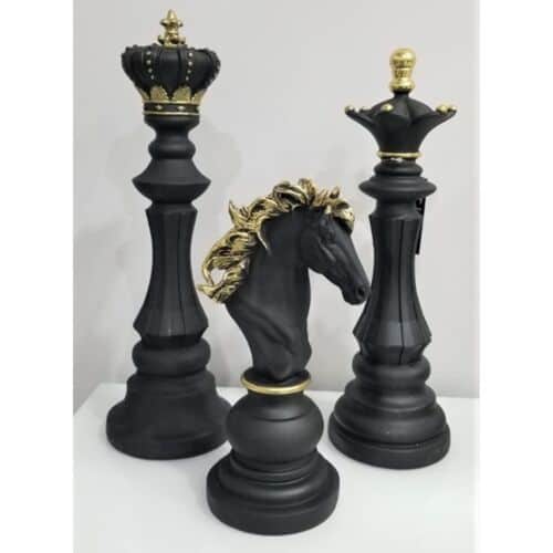 סט 3 שחמט שחור זהב