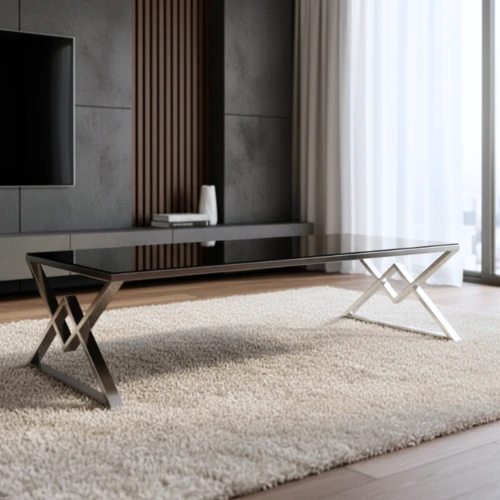 שולחן סלון דגם טריקסי כסוף שחור