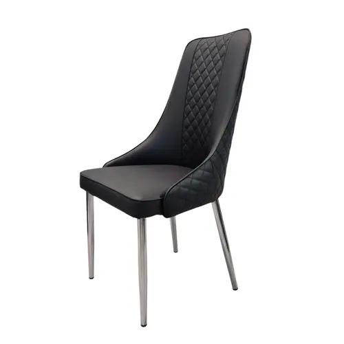 כיסא אוכל דמוי עור שחור דגם סקייליין