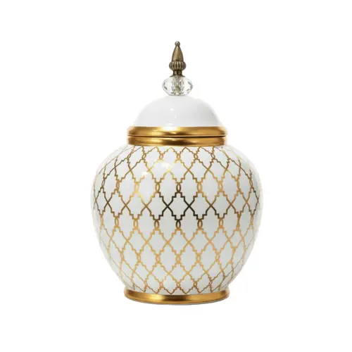 ואזה לבן עיטור זהב 33 ס"מ