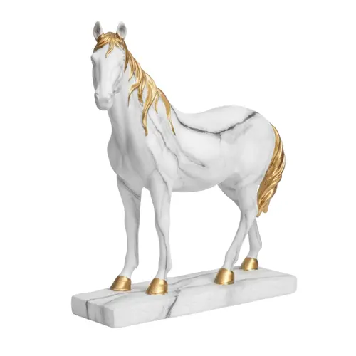 סוס עומד לבן זהב L