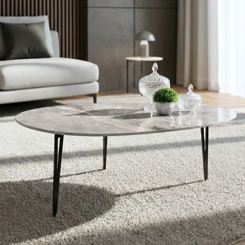 שולחן סלון אליפסה אפור