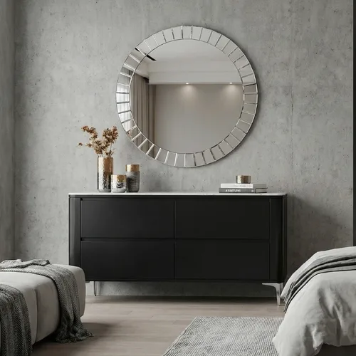 שידת מגירות יוקרתית דגם אטלנטה שחור כסוף