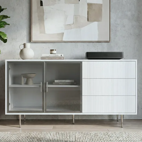 שידה דגם קרלה לבן כסוף