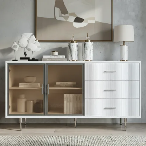 שידה דגם קרלה לבן כסוף